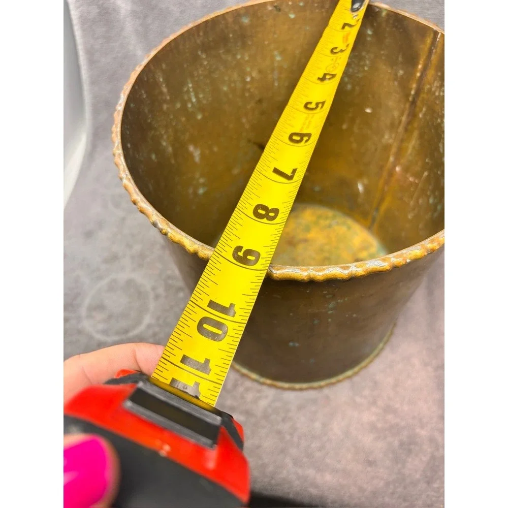 Vintage Brass Wastebasket Trash Can 10